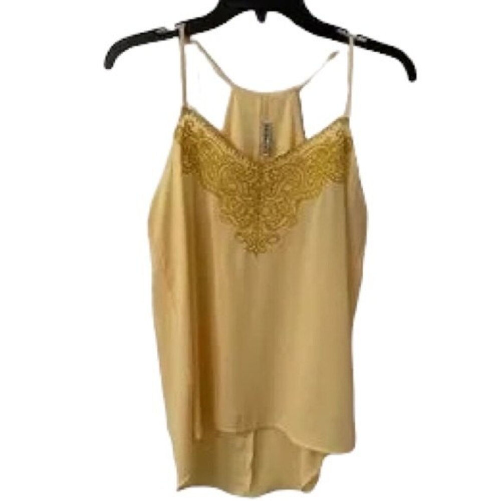 Express Embroidered Tank Top. Yellow. Medium. CottageCore, Resortwear, Casual